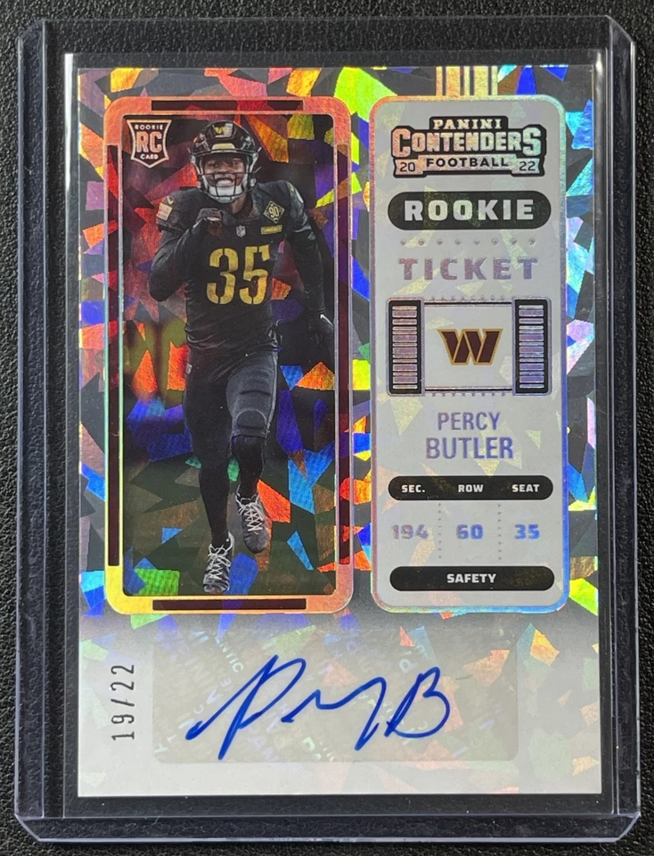 PERCY BUTLER 2022 PANINI CONTENDERS #205 ROOKIE CRACKED ICE TICKET RC AUTO 19/22 - Image 1 of 2