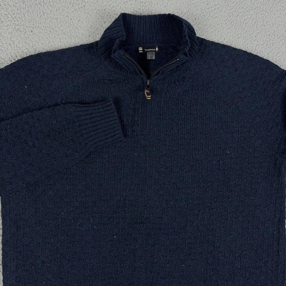 Smartwool Sweater Mens Large Navy Cozy Lodge Half Zip Merino Wool Outdoor 1/2 - Image 1 of 4