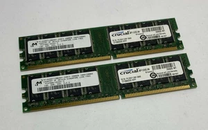 2GB (2 x 1GB) Micron/Crucial MT16VDDT12864AY-335F2 PC2700U DDR1 Computer Memory - Picture 1 of 4