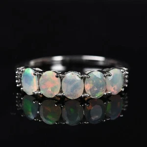 Äthiopischer Welo Opal Platin über Sterlingsilber Ring Geburtsstein Ring - Bild 1 von 3