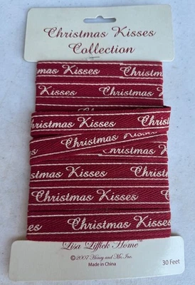 Lisa Liffick Home Red & White 30 Feet Christmas Kisses Ribbon (2007-NEW) - Image 1 of 4