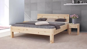 Designerbett Andrea 140x200 cm, metallfrei, Massivholzbett inkl. Mittelsteg - Bild 1 von 10