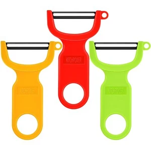 Vegetable Peeler Set Carbon Steel Blades 3-Pack Red Green Yellow - Picture 1 of 7