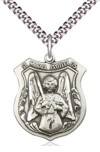 Sterling Silver St. Michael Archangel Patron Saint Medal Male Necklace NEW Bliss - Picture 1 of 2
