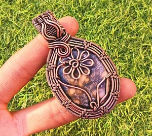 kambaba jaspe Gemstone Designer Pendant Copper Wire Wrap Party Wear Jewelry 2.5" - Picture 1 of 4