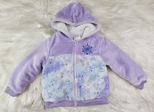 Disney Frozen Girls Elsa Furry Sherpa Hoodie/Jacket Purple Blue SZ 5 Cozy - Picture 1 of 7