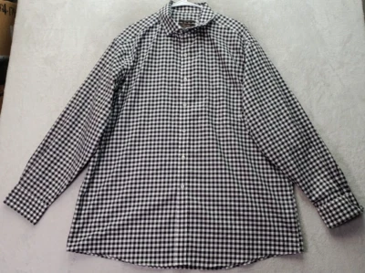 Camisa de vestir Tasso Elba para hombre XL negra a cuadros regular sin cuello de hierro abotonada Foto 1 de 4