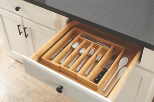Natural Bamboo Expandable Silverware Organizer,13.98 x 10.04-15.35 x1.97 inches - Picture 1 of 6