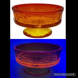 Vintage MCM Viking Persimmon Cadmium Glass Compote Footed Bowl Glows Retro Décor - Picture 1 of 7