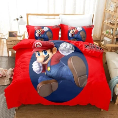 Super Mario Duvet Cover Pillowcase Cartoon Bedding Set Bedroom Decor blanket