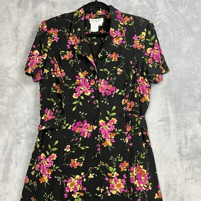 Vestido Floral De Colección Años 90 Para Mujer’s 16 Miss Dorby Botón Cottagecore Manga Corta Cinturón Foto 1 de 4