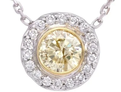 Collar de oro redondo de 14 k con diamantes certificado GIA de 1,15 quilates halo 0,63 de lujo Foto 1 de 4