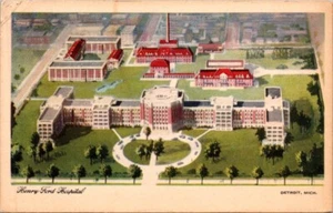 HENRY FORD HOSPITAL Detroit, Michigan MI birds eye view Postcard - Picture 1 of 2