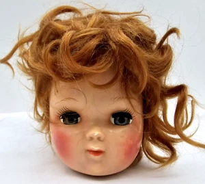 Rarität Vintage Eugenia Sandra nur Puppenkopf rote Mohairperücke Hartplastik wie besehen - Bild 1 von 15