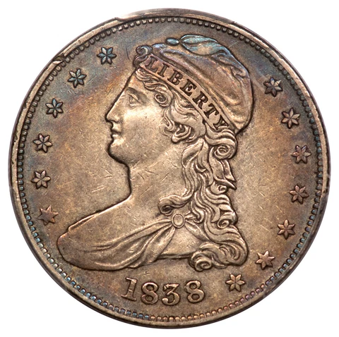 1838 50C Reeded Edge Capped Bust Half Dollar "HALF DOL." on Rev PCGS XF45 Cover