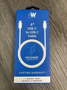 Factory Sealed ! Just Wireless JW 4ft Fast Charging USB-C To USB-C Cable - Picture 1 of 2