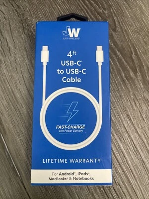 Factory Sealed ! Just Wireless JW 4ft Fast Charging USB-C To USB-C Cable - Image 1 of 2
