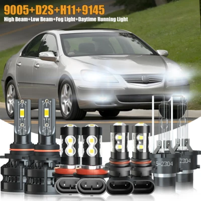 For Acura RL 2004-2012 -8PCS Front LED Headlights Hi/Lo Beam+DRL Fog Light Bulbs - Image 1 of 4