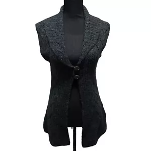 Eddie Bauer Damen Strickjacke mittelgrau Mohair handgestrickt ärmellos. - Bild 1 von 7