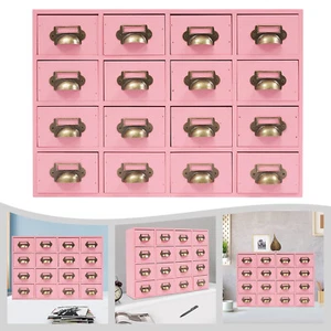 Cajones Armario de Almacenamiento 16 Cajones Armario de Madera Botiquín Rosa - Imagen 1 de 20