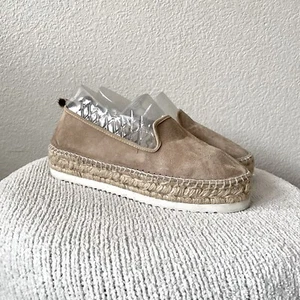 Zara Basic Women's 40 = US 9 Suede Platform Espadrille Slip On Loafers Beige - Picture 1 of 11