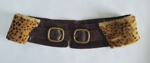 Spotted Pony Hair/Dark Brown Leather/Solid Brass MCM Corset Belt - Picture 1 of 11