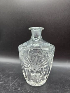 Bohemian Etched Flowers Crystal 6.5" Decanter Vintage No Stopper - Picture 1 of 12