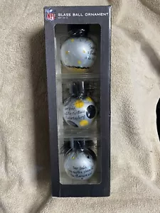 Juego de 3 piezas de adorno navideño de vidrio de los Pittsburgh Steelers de la NFL fútbol americano navideño - Imagen 1 de 4
