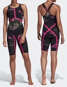 Traje de baño cerrado para mujer Adidas Adizero XVIII estilo libre, negro/rosa, tallas - Imagen 1 de 12