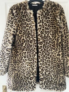 Diane Von Furstenberg Faux Fur Leopard Coat size 12! Beautiful! Worn once - Picture 1 of 3