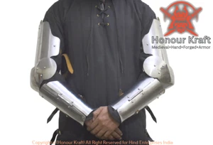 Medieval Steel 3-Segment Plate Arms | SCA Reenactment Combat Armor - Picture 1 of 9