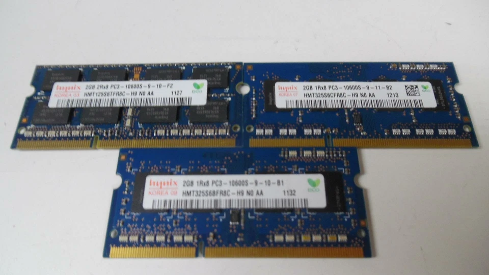 SK Hynix 6GB (2GBx3) SO-DIMM DDR3 PC3-10600S Module - HMT325S6BFR8C-H9 - Tested - Image 1 of 3