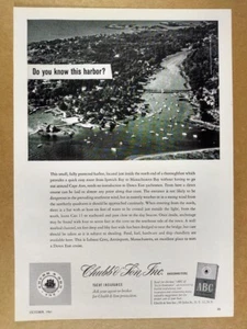 1961 Chubb Yacht Insurance Lobster Cove Annisquam MA photo vintage print Ad - Picture 1 of 1