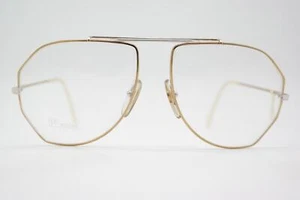 Vintage Brille MENIA 14 Gold Silber Eckig Brillengestell eyeglasses - Picture 1 of 6