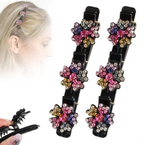 Sparkling Crystal Stone Braided Hair Clips, Women'S and Girls' Duckbill Clips (F - Picture 1 of 6