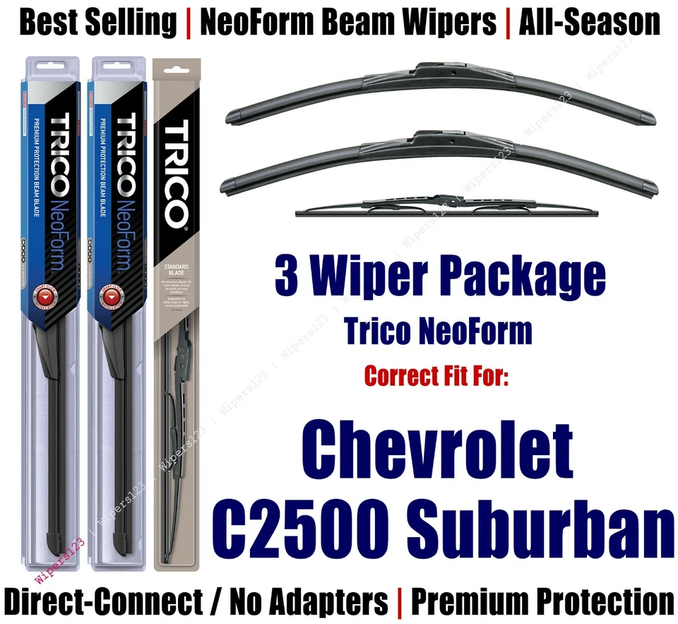 3-Pk Super-Premium NeoForm Wipers fit 1995-99 Chevrolet C2500 Sub 16180x2/30130 Foto 1 de 1