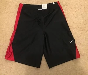Nike Shorts Black with Red/White Stripe Size M 10-12 - Picture 1 of 3