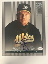 JSA 1997 Donruss Studio Mark McGwire signed 8x 10 Blowup Card w/cert.