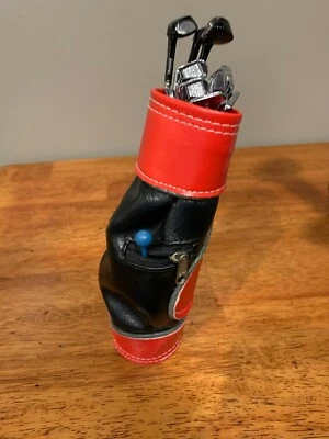 Bolsa de golf en miniatura hierro y madera conjunto de barra de cócteles swizzle agitar palos 12 piezas Foto 1 de 4