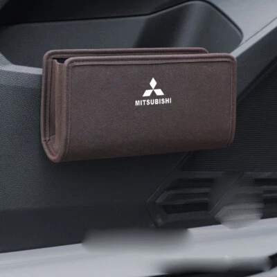 Brown Suede Leather Car Door Side Storage Box Organizer Trash Can For Mitsubishi - Imagem 1 de 4