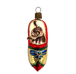 Adorno de Navidad vintage de vidrio de mercurio gato en zapato soplado a mano vacaciones - Imagen 1 de 8