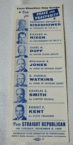 Guía del día de las elecciones Eisenhower Nixon Pennsylvania 1956 - Imagen 1 de 2