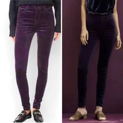 NUEVOS Jeans J Brand Maria tiro alto ajustados de terciopelo en berenjena, 24 Foto 1 de 4