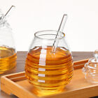 Glass Honeycomb Tank Honey Jar Clear Glass Honey Dispenser With Dipper Stick Lid