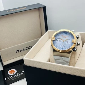 Mulco M10 Men's Chronograph 46mm Rose Gold Bezel Blue Watch MW5-3685-413 - Picture 1 of 7