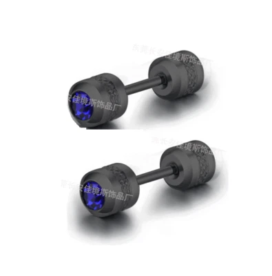 Un par de aretes quirúrgicos de acero de titanio de doble cara con tornillo trasero circonita cúbica 4 mm PE65 Foto 1 de 4