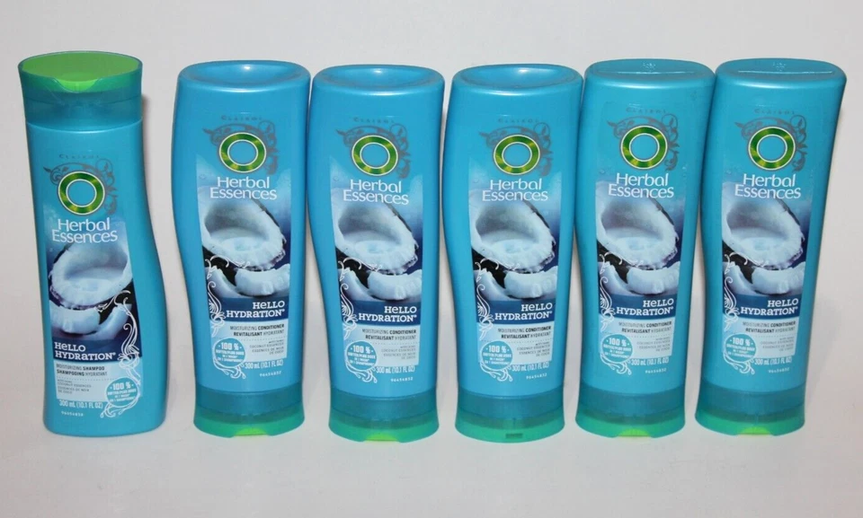 LOT (6) HERBAL ESSENCES HELLO HYDRATION - 1 SHAMPOO & 5 CONDITIONER 10.1 FL OZ - Image 1 of 1