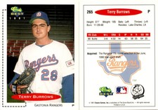 Terry Burrows 1991 Classic Best Baseball Card 265  Texas Rangers