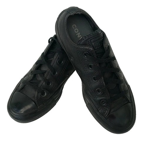 CONVERSE ALL STAR CHUCK TAYLOR SCARPE SNEAKER STRINGATE IN PELLE NERA UK 4