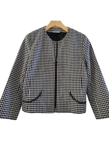 AKRIS PUNTO Womens Black white check windowpane blazer jacket size 8 Tiny Flaw - Picture 1 of 11